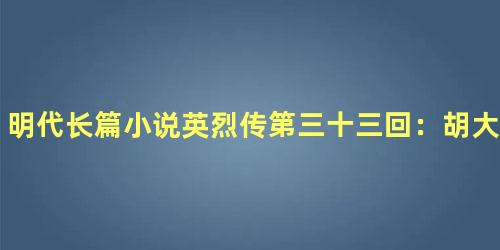 明代长篇小说英烈传第三十三回：胡大海被刺殒命