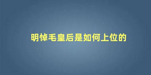 明悼毛皇后是如何上位的