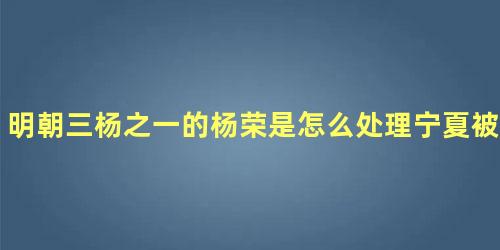 明朝三杨之一的杨荣是怎么处理宁夏被围事件的