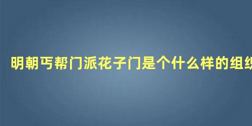 明朝丐帮门派花子门是个什么样的组织