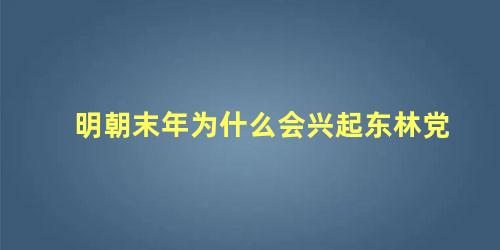 明朝末年为什么会兴起东林党