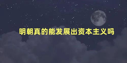 明朝真的能发展出资本主义吗