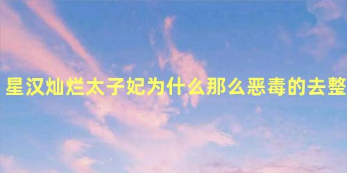 星汉灿烂太子妃为什么那么恶毒的去整曲泠君