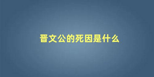 晋文公的死因是什么