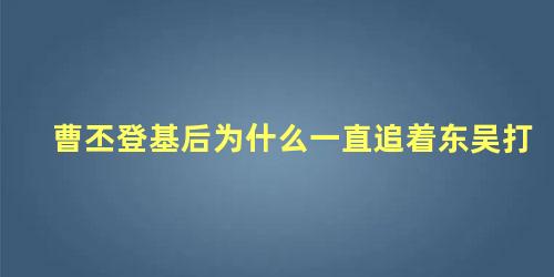 曹丕登基后为什么一直追着东吴打