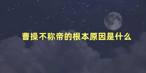 曹操不称帝的根本原因是什么