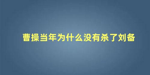 曹操当年为什么没有杀了刘备