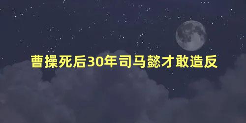 曹操死后30年司马懿才敢造反