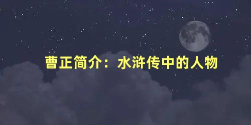 曹正简介：水浒传中的人物