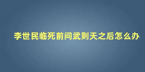 李世民临死前问武则天之后怎么办