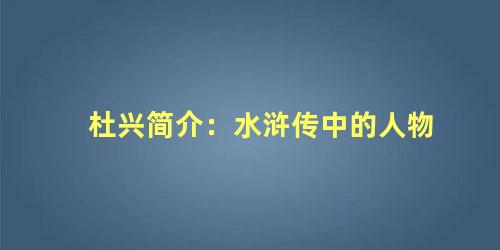 杜兴简介：水浒传中的人物