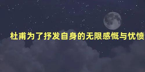 杜甫为了抒发自身的无限感慨与忧愤