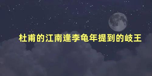 杜甫的江南逢李龟年提到的岐王