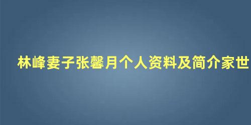 林峰妻子张馨月个人资料及简介家世