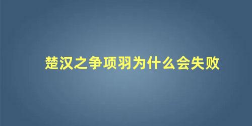 楚汉之争项羽为什么会失败