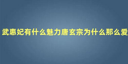 武惠妃有什么魅力唐玄宗为什么那么爱她