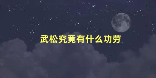 武松究竟有什么功劳