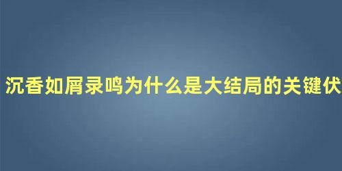 沉香如屑录鸣为什么是大结局的关键伏笔