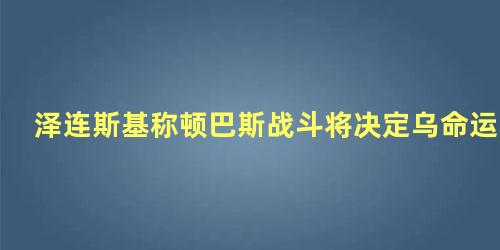 泽连斯基称顿巴斯战斗将决定乌命运