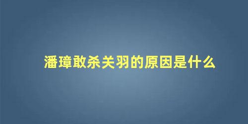 潘璋敢杀关羽的原因是什么