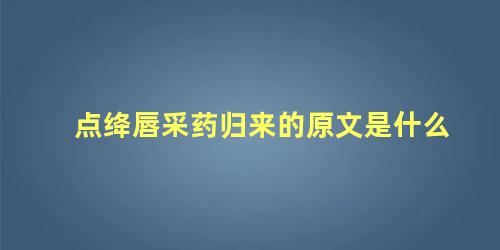 点绛唇采药归来的原文是什么