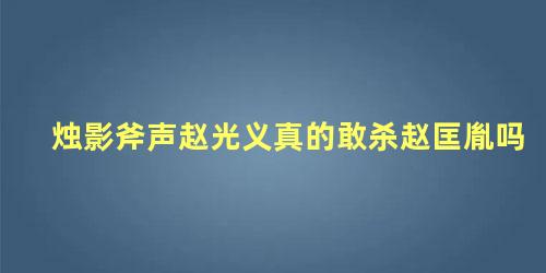 烛影斧声赵光义真的敢杀赵匡胤吗