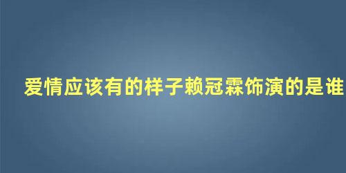 爱情应该有的样子赖冠霖饰演的是谁