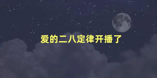 爱的二八定律开播了