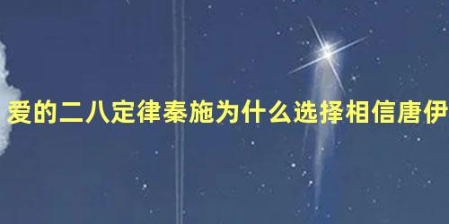 爱的二八定律秦施为什么选择相信唐伊慧