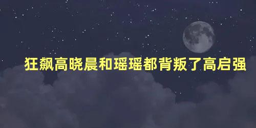 狂飙高晓晨和瑶瑶都背叛了高启强