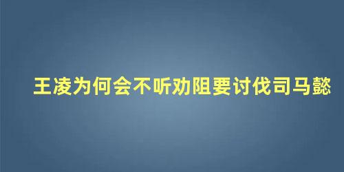 王凌为何会不听劝阻要讨伐司马懿