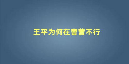 王平为何在曹营不行