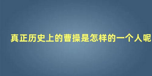 真正历史上的曹操是怎样的一个人呢