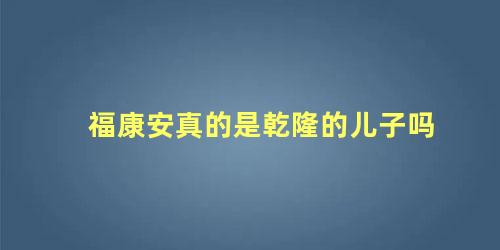 福康安真的是乾隆的儿子吗