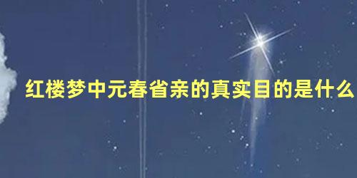 红楼梦中元春省亲的真实目的是什么