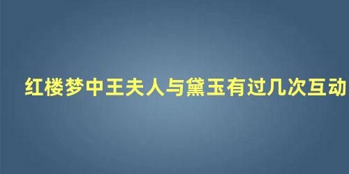 红楼梦中王夫人与黛玉有过几次互动