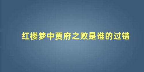 红楼梦中贾府之败是谁的过错