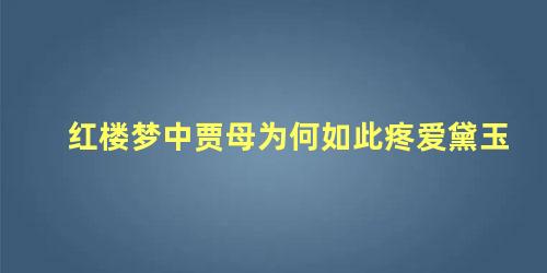 红楼梦中贾母为何如此疼爱黛玉