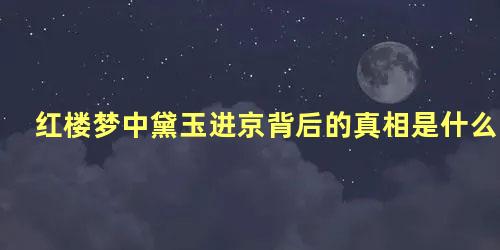 红楼梦中黛玉进京背后的真相是什么