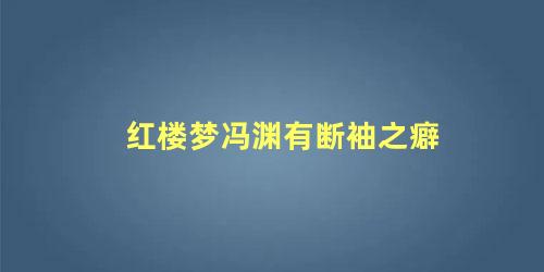 红楼梦冯渊有断袖之癖