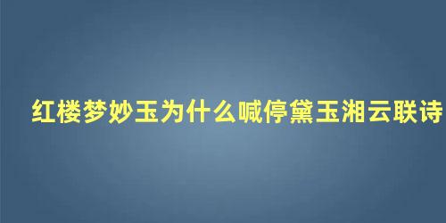 红楼梦妙玉为什么喊停黛玉湘云联诗