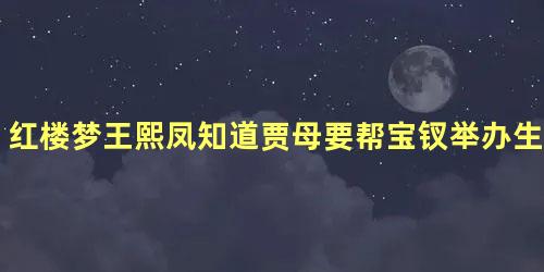 红楼梦王熙凤知道贾母要帮宝钗举办生日宴后