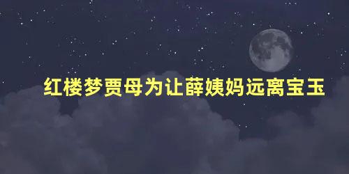 红楼梦贾母为让薛姨妈远离宝玉