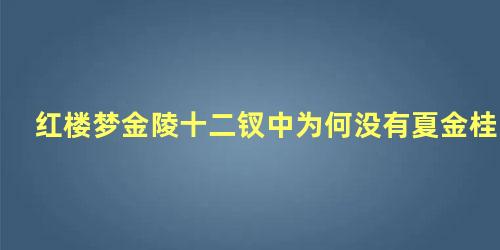 红楼梦金陵十二钗中为何没有夏金桂