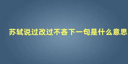 苏轼说过改过不吝下一句是什么意思