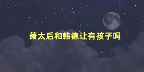 萧太后和韩德让有孩子吗