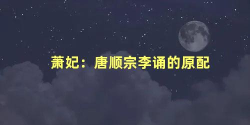 萧妃：唐顺宗李诵的原配