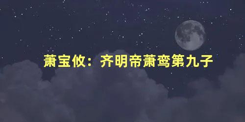 萧宝攸：齐明帝萧鸾第九子