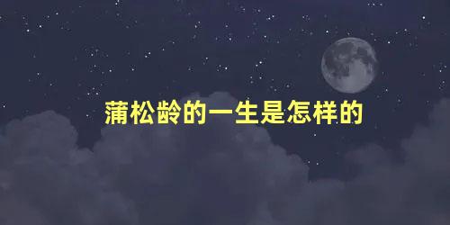 蒲松龄的一生是怎样的