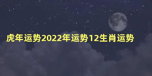 虎年运势2022年运势12生肖运势